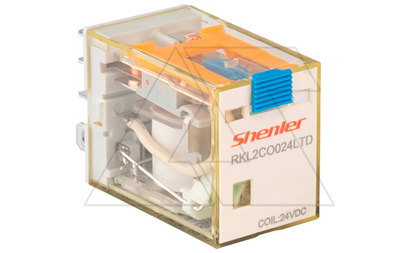 Реле RKL2CO024LTD 2CO, 10A, (250VAC/30VDC), 24VDC, мех. индикация, тест-кнопка с блокировкой, диод -A1/+A2, LED