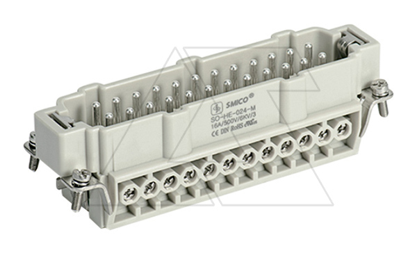 Вставка контактная, размер H24B, тип вилка, 24P+PE, 16A, 500V, винтовой зажим