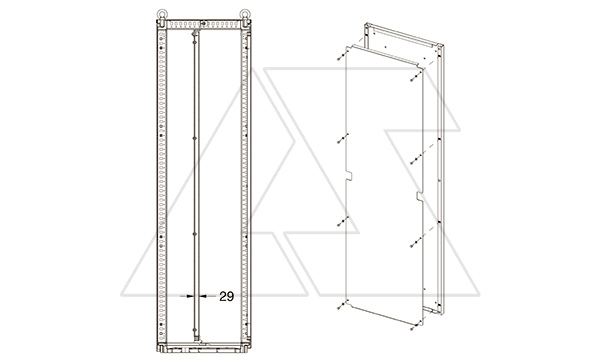 Монтажная панель ENUX дополнительная 2000х800мм (ВхШ)