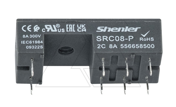 Цоколь SRC08-P, 8A(300V), для печатных плат, черный, для R2G1CH, R2G2CH, RM84, RM85, RM87L, RM87P, 41.52, 41.61, 41.81, RT2, G2RL, G5RL