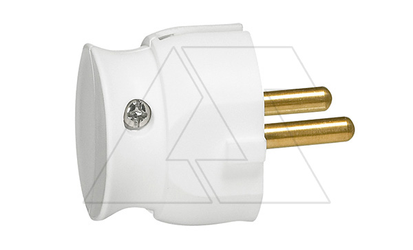 Вилка ультраплоская 16А 2Р, пластик, белый (стикерованный)