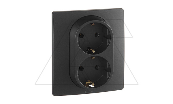 Etika - Розетка 2x2P+E нем. стд. (антрацит)