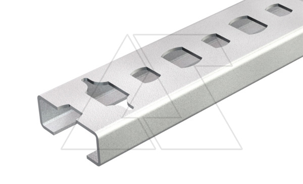 Рейка CL2008BP2000FS профильная, С-образная, перфорированная, 8Х20Х2000мм (ВхШхД), шлиц 11мм, конв. оцинк.