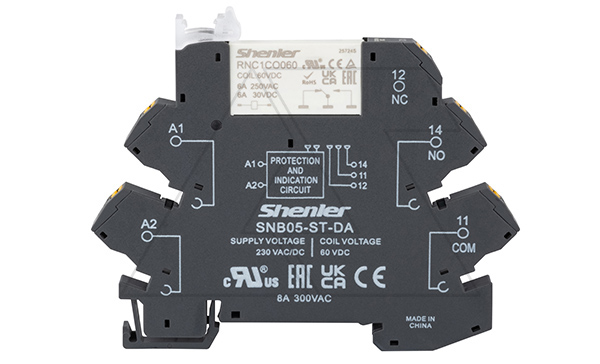 Реле интерфейсное RNC1CO060 с колодкой SNB05-ST-DA, push-in, 1CO, 6A(250VAC), 230VAC/DC, LED, W=6.2mm