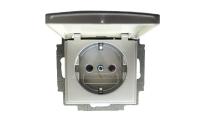 Basic 55 - Розетка 2P+E нем. стд. с крышкой (алюминий)