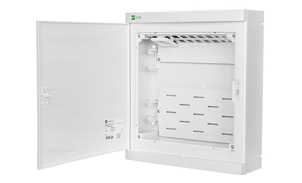 Щит навесной ELEGANT мультимед, патч-панель, 1xSCHUKO, 1xМП, белая пласт. дверь, белый RAL9003, 310x350x104mm, IP40