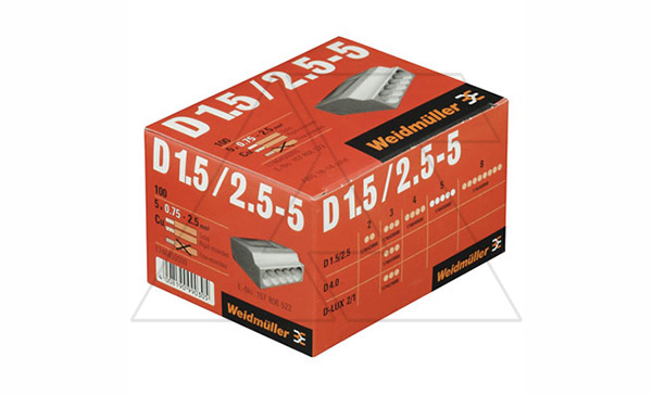 Клемма D1.5/2.5-5 полюсов, сечение провода 0,75-2,5 мм