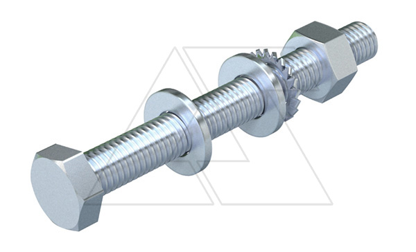 Болт SKS 10х80 F с шестигранной головкой c гайкой и шайбами, M10х80мм, гор. оцинк.