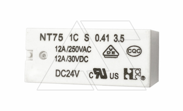 Реле NT75 1C S 0.41 3.5 12 DC24V, 12А(250VAC/30VDC), 1CO, AgSnO2, 24VDC, растр 3.5mm, IP67