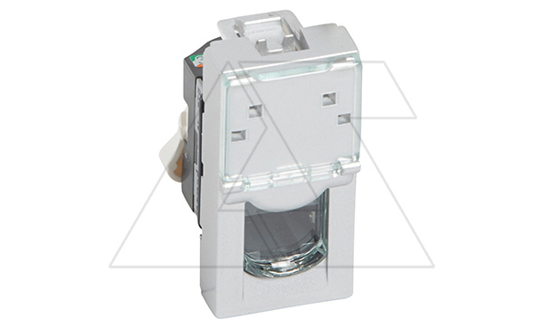 Mosaic - Розетка RJ-45 Кат.5е UTP, 1М, с окном маркировки, алюминий