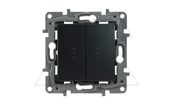 Etika - Переключатель на 2 направления двухклавишный с подсветкой (антрацит)