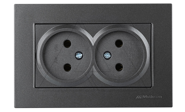 Rita - Розетка двойная 2x2P, (в комплекте с рамкой), дымчатый