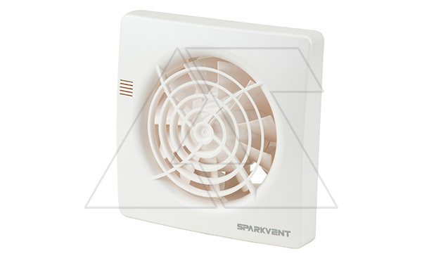 Вентилятор SM-100 SW, без управления, белый, короткий патрубок 38мм, Ø100мм, вал на подшипниках, обратный клапан, 230В, 9,5Вт, 95м³/ч