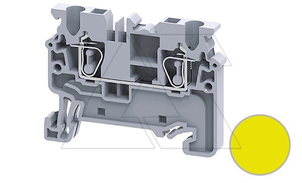 Клемма проходная CX2.5Y /5x50mm, пружинная, 2 присоед., 2,5(max 4)mm2, 24A, 1000V, желтая
