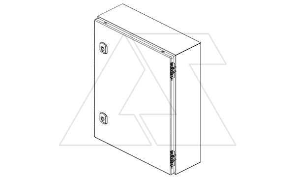 Щит DM моноблочный 500x300x210мм (ВхШхГ) навесной с монт. панелью, 1 глухая дверь, 2 замка, 2 петли, RAL7035, IP66