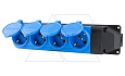 Tena - Блок розеточный 4х2P+E c крышкой, IP44, моноблок, синий от интернет-магазина amperkin.by
