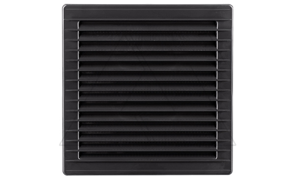 Решетка вентиляционная с сеткой квадратная 170х170мм с круглым выводом Ø150мм, пластик, графит