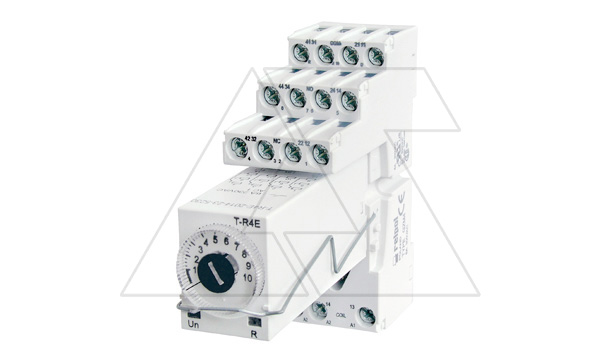 Реле времени T-R4E-2014-23-1012, 4CO, 6A(230VAC), 12VDC, 1s_100h, 1 функция (E), монтаж в цоколь GZM4, GZT4, GZMB4, IP40