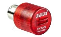 Индикатор светодиодный BA15S, красный, мигающий свет, 24VAC/DC