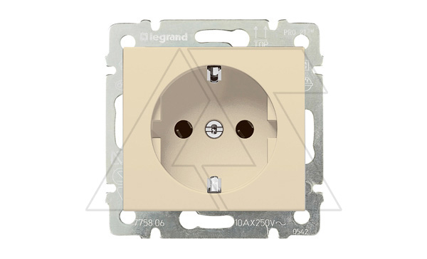 Valena - Розетка 2P+E нем. стд., сл.кость (инд. упаковка)