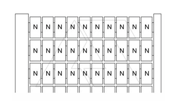 RC510 "N" Маркировка для клемм шириной 5мм (карта 100шт)