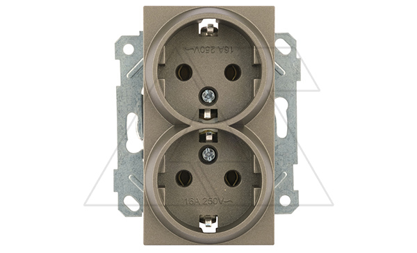 Rita - Розетка двойная 2x2P+E, антрацит