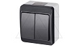 HERMES - Выключатель двухклавишный, 10A/250V, IP44, антрацит от интернет-магазина amperkin.by