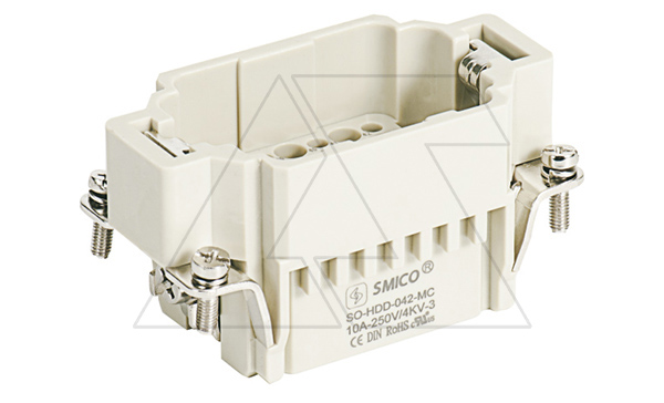 Корпус вставки контактной, размер H10B, тип вилка, 42P+PE, 10A, 250V, обжимной контакт