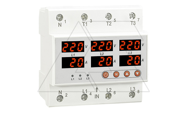 Реле контроля напряж. и тока RM-FVA/63 3P+N 3NO 63A 220VAC,черед.,асимметр., Umin(120_210V)/Umax(220_300V), Imin/Imax(5_63A), 0.1_0.5s/5_600s (стикер)