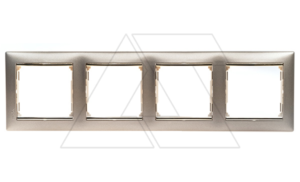 Valena - Рамка 4 поста верт/гориз, титан/золото