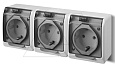 HERMES - Розетка 3x2P+E, 16A/250V, с прозрачной крышкой, IP44, белый от интернет-магазина amperkin.by