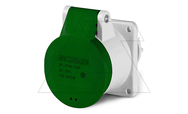 Разъем пром. силовой CEE встраиваемый прямой, гнездо, 32A, 3P 4h, 20_25/40_50VAC 100_200Hz, уст. 55x55mm, IP44, серия IEC309