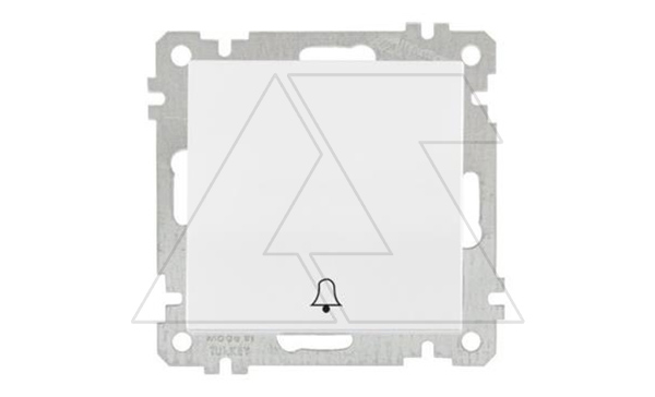 21 - Выключатель кнопочный, символ - звонок, пруж. зажимы, белый