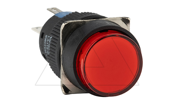 Кнопка плоская LA115-C, возврат, красная, круглая, подсветка 24VAC/DC, 1CO, 16mm, IP40