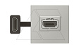 Mosaic - Розетка HDMI 1.4, тип А, 2М, шнур 15см. с соединителем, алюминий от интернет-магазина amperkin.by