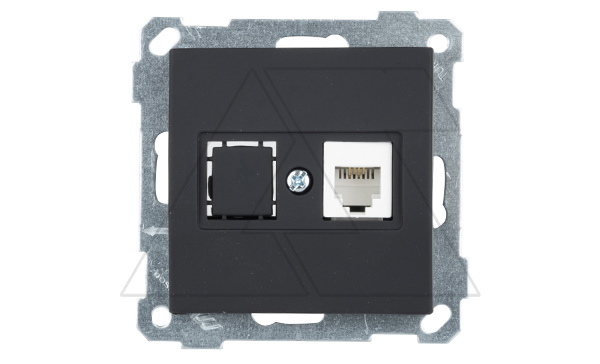 21 - Розетка телефонная 1хRJ-12, черный мат