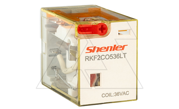 Реле RKF2CO536LT, 2CO, 12A(250VAC/30VDC), 36VAC, мех. индикация, тест-кнопка с блокировкой, LED