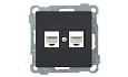 21 - Розетка 2хRJ-45 кат. 6 UTP, черный мат от интернет-магазина amperkin.by