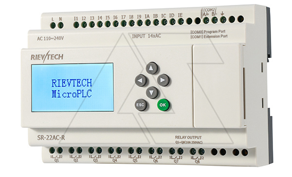 Программируемый логический контроллер SR-22AC-R, 110_240VAC, 14DI, 8RO(10A), RTC, Ethernet, ЖКИ