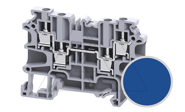 Клемма проходная CY4/4BU /6x69,7mm, винтовая, 4 присоед., 4(max 6)mm2, 32A, 500V, синяя