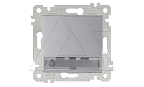 Rita - Выключатель кнопочный с подсветкой, с маркировкой, пруж. зажимы, нерж. сталь