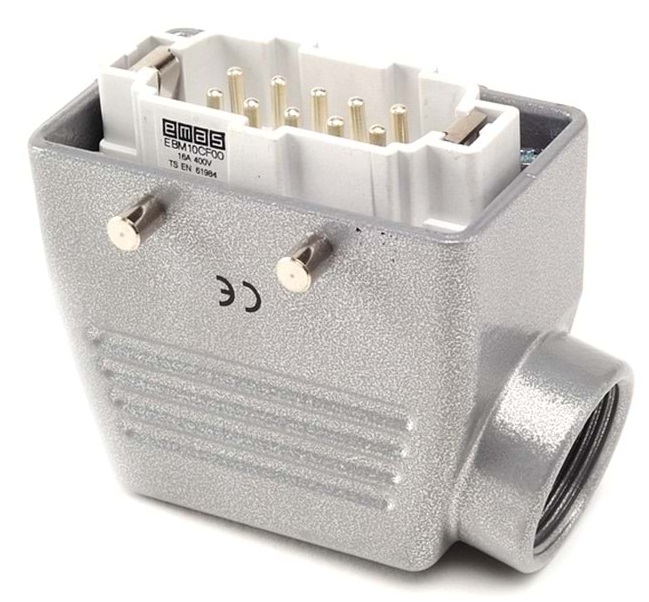 EB-M- 10-FU-10-IP65 Вилка переносная металлическая 10 выводов 16А боковой ввод без фиксатора