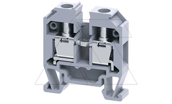 Мини-клемма проходная CMT4 /6x27mm, DIN15, винтовая, 2 присоед., 4(max 6)mm2, 32A, 500V, серая