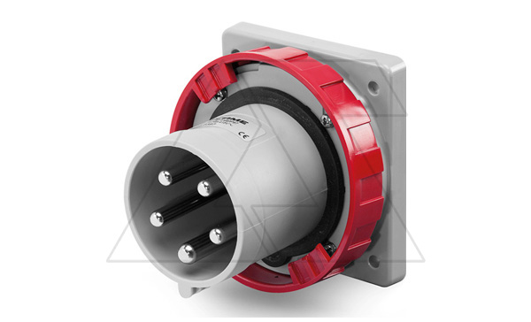 Разъем пром. силовой CEE встраиваемый, штекер, 63A, 3P+N+E 6h, 346_415VAC 50/60Hz, уст. 100x110mm, IP66/IP67/IP69, серия OPTIMA