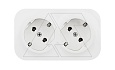 Quteo - Розетка двойная 2x2P+E, накладной монтаж, защ. шторки, винт. зажимы, со смещением контактов 45°, белая от интернет-магазина amperkin.by