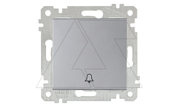 Rita - Выключатель кнопочный, символ - звонок, пруж. зажимы, нерж. сталь