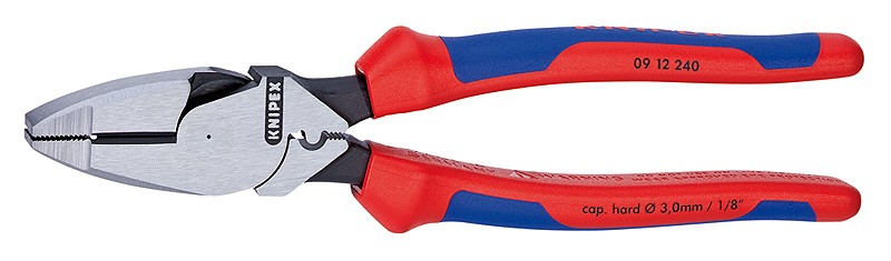 Плоскогубцы электромонтёра Lineman's Pliers, с приспособлением для протяжки кабеля, L-240 мм, чёрные