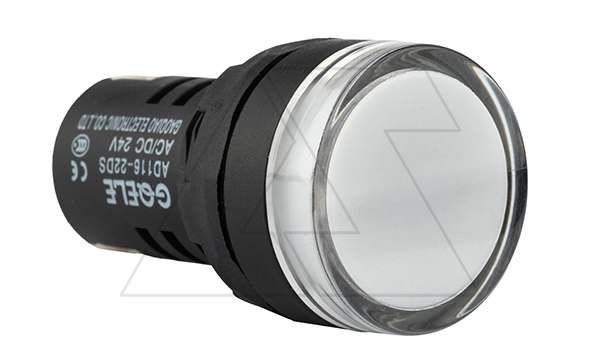 Индикатор светодиодный моноблочный AD116-22DS, белый, LED 12VAC/DC, IP65, 22mm