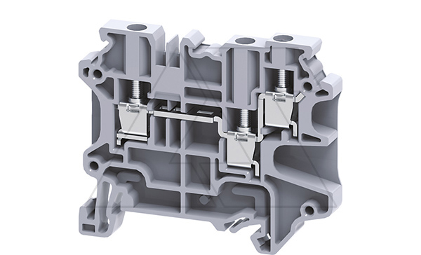 Клемма проходная CY4/3 /6x58,8mm, винтовая, 3 присоед., 4(max 6)mm2, 32A, 500V, серая