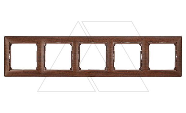 Valena - Рамка 5 постов верт/гориз, тонированное дерево